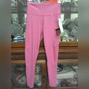BNWOT GOTTEX LAB HIGH WAIST SZ. SM PINK POCKET 4 WAY STRETCH SLEEK LINES
